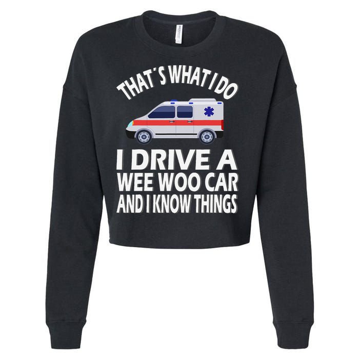 Wee Woo Car Funny Paramedic Cropped Pullover Crew
