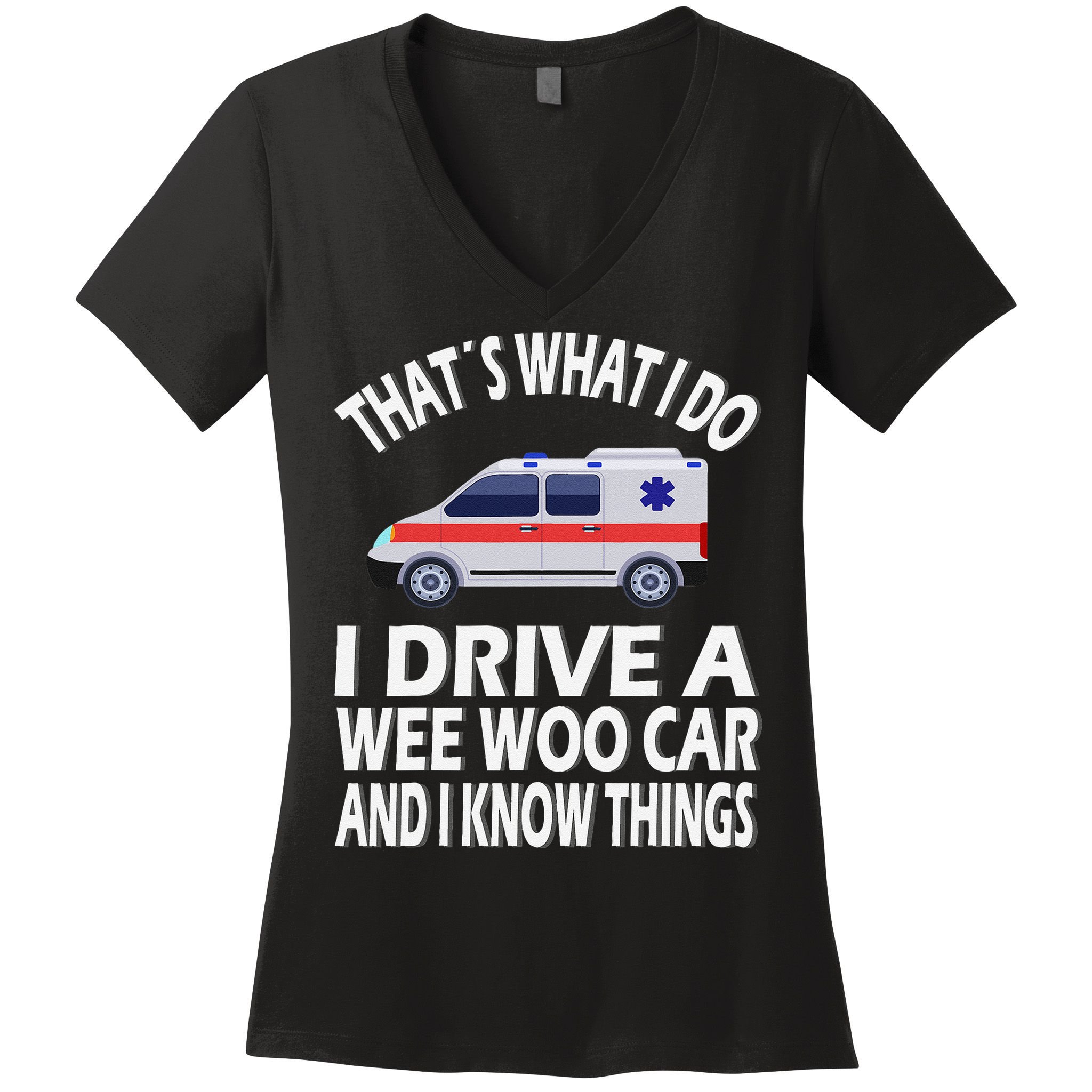 Wee Woo Car Funny Paramedic Women's V-Neck T-Shirt