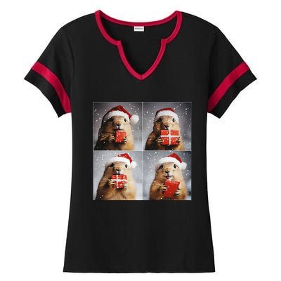 Winter Wonderland Christmas Prairie Dog Ladies Halftime Notch Neck Tee