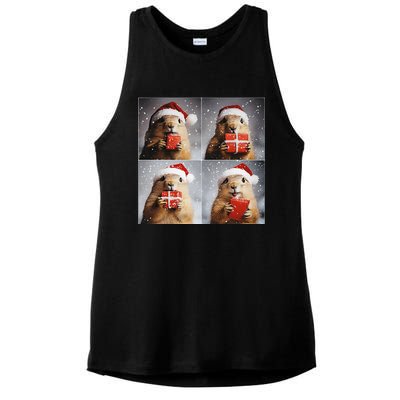 Winter Wonderland Christmas Prairie Dog Ladies PosiCharge Tri-Blend Wicking Tank