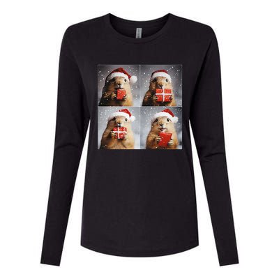 Winter Wonderland Christmas Prairie Dog Womens Cotton Relaxed Long Sleeve T-Shirt