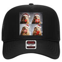 Winter Wonderland Christmas Prairie Dog High Crown Mesh Back Trucker Hat