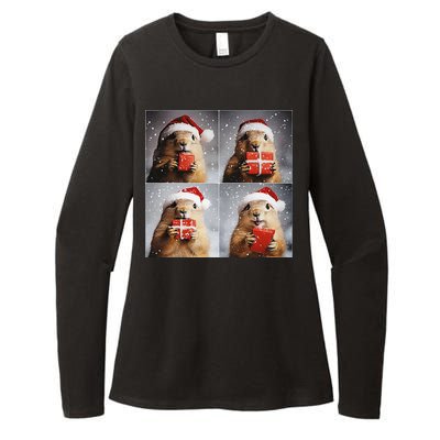 Winter Wonderland Christmas Prairie Dog Womens CVC Long Sleeve Shirt