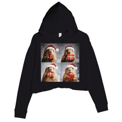 Winter Wonderland Christmas Prairie Dog Crop Fleece Hoodie