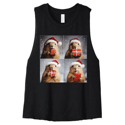 Winter Wonderland Christmas Prairie Dog Women's Racerback Cropped Tank