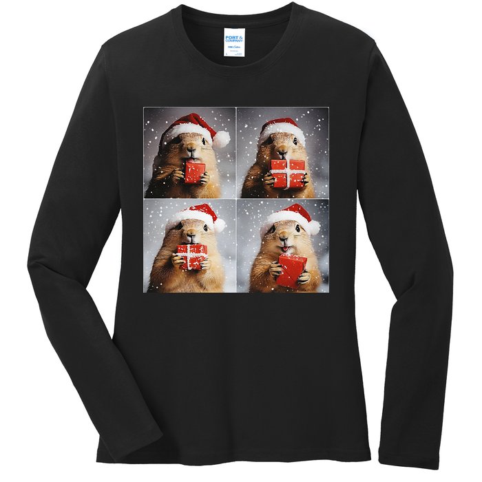 Winter Wonderland Christmas Prairie Dog Ladies Long Sleeve Shirt