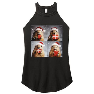 Winter Wonderland Christmas Prairie Dog Women’s Perfect Tri Rocker Tank