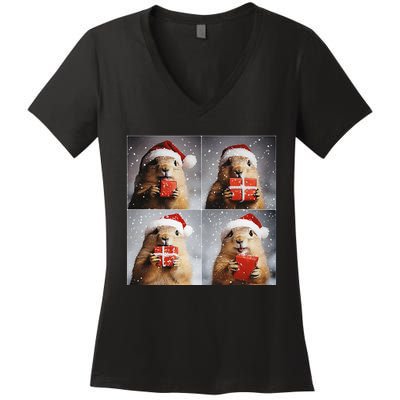 Winter Wonderland Christmas Prairie Dog Women's V-Neck T-Shirt