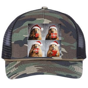 Winter Wonderland Christmas Prairie Dog Retro Rope Trucker Hat Cap