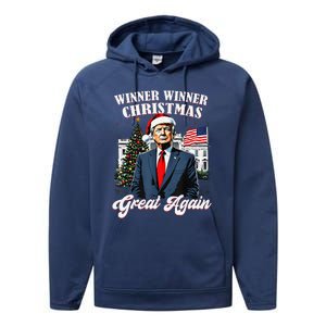 Winner Winner Christmas Great Again Fun Trump 2024 President Performance Fleece Hoodie