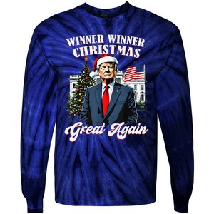 Winner Winner Christmas Great Again Fun Trump 2024 President Tie-Dye Long Sleeve Shirt