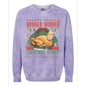 Winner Winner Christmas Dinner Funny Trump Turkey Christmas Colorblast Crewneck Sweatshirt