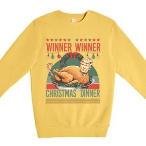 Winner Winner Christmas Dinner Funny Trump Turkey Christmas Premium Crewneck Sweatshirt