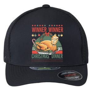 Winner Winner Christmas Dinner Funny Trump Turkey Christmas Flexfit Unipanel Trucker Cap