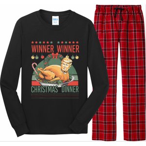 Winner Winner Christmas Dinner Funny Trump Turkey Christmas Long Sleeve Pajama Set