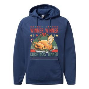 Winner Winner Christmas Dinner Funny Trump Turkey Christmas Performance Fleece Hoodie