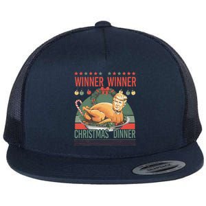 Winner Winner Christmas Dinner Funny Trump Turkey Christmas Flat Bill Trucker Hat