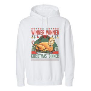 Winner Winner Christmas Dinner Funny Trump Turkey Christmas Garment-Dyed Fleece Hoodie