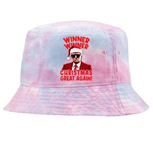 Winner Winner Christmas Great Again Funny Santa Trump Tie-Dyed Bucket Hat