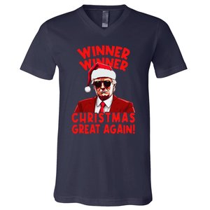 Winner Winner Christmas Great Again Funny Santa Trump V-Neck T-Shirt