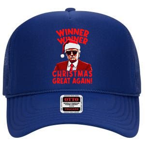 Winner Winner Christmas Great Again Funny Santa Trump High Crown Mesh Back Trucker Hat