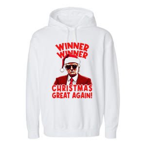 Winner Winner Christmas Great Again Funny Santa Trump Garment-Dyed Fleece Hoodie