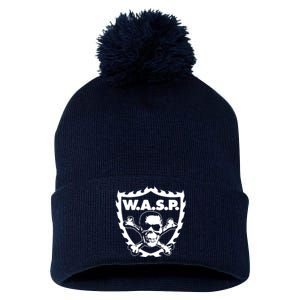 WASP W.A.S.P. CROSSBONES Pom Pom 12in Knit Beanie