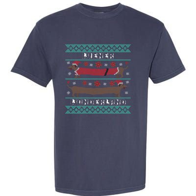 Wiener Wonderland Dachshund Dog Christmas Garment-Dyed Heavyweight T-Shirt