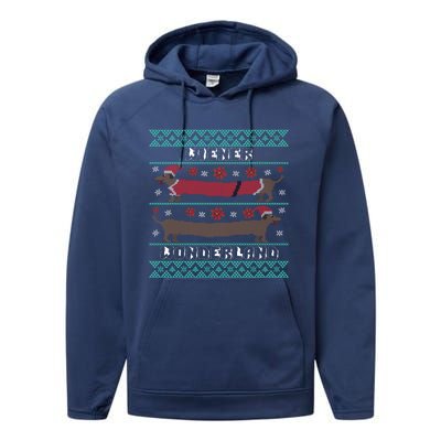 Wiener Wonderland Dachshund Dog Christmas Performance Fleece Hoodie