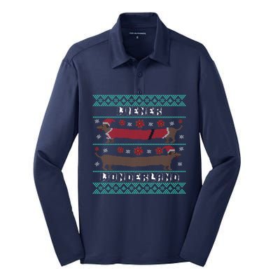 Wiener Wonderland Dachshund Dog Christmas Silk Touch Performance Long Sleeve Polo