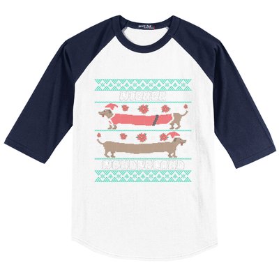 Wiener Wonderland Dachshund Dog Christmas Baseball Sleeve Shirt