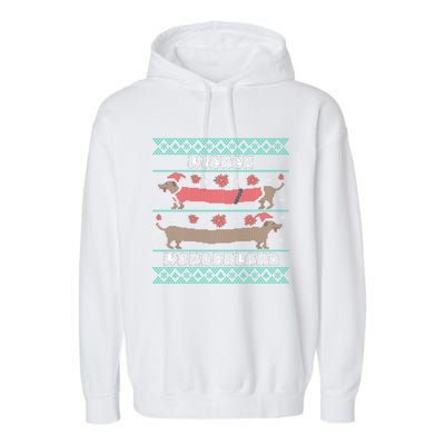 Wiener Wonderland Dachshund Dog Christmas Garment-Dyed Fleece Hoodie