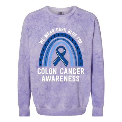 We Wear Dark Blue Colon Cancer Awareness Matching Family Gift Colorblast Crewneck Sweatshirt