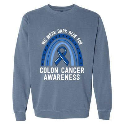 We Wear Dark Blue Colon Cancer Awareness Matching Family Gift Garment-Dyed Sweatshirt