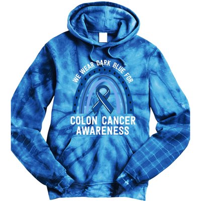 We Wear Dark Blue Colon Cancer Awareness Matching Family Gift Tie Dye Hoodie