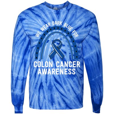 We Wear Dark Blue Colon Cancer Awareness Matching Family Gift Tie-Dye Long Sleeve Shirt