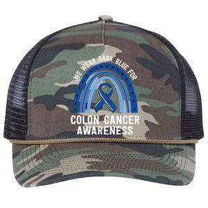 We Wear Dark Blue Colon Cancer Awareness Matching Family Gift Retro Rope Trucker Hat Cap