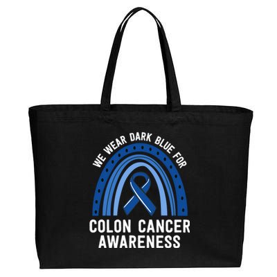 We Wear Dark Blue Colon Cancer Awareness Matching Family Gift Cotton Canvas Jumbo Tote