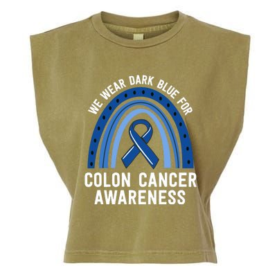 We Wear Dark Blue Colon Cancer Awareness Matching Family Gift Garment-Dyed Women's Muscle Tee