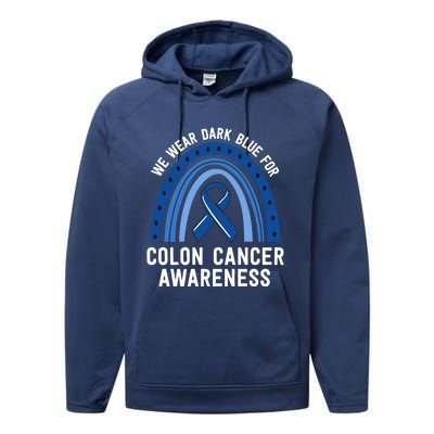 We Wear Dark Blue Colon Cancer Awareness Matching Family Gift Performance Fleece Hoodie