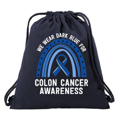 We Wear Dark Blue Colon Cancer Awareness Matching Family Gift Drawstring Bag