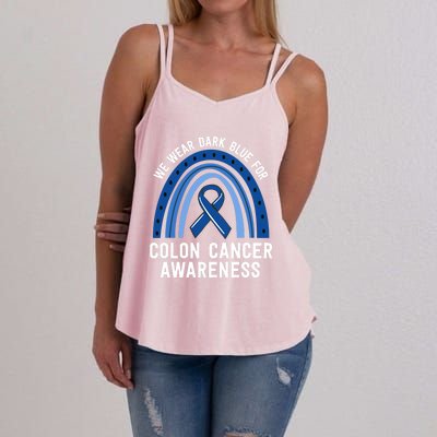 We Wear Dark Blue Colon Cancer Awareness Matching Family Gift Women's Strappy Tank