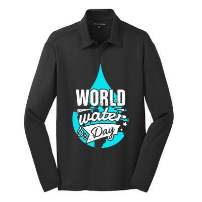 World Water Day Silk Touch Performance Long Sleeve Polo