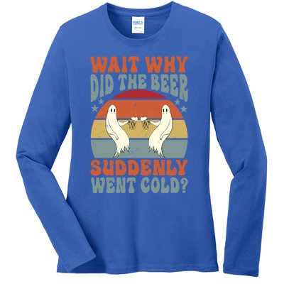 Wait Why Did The Beer Suddenly Went Cold? Funny Ghost Gift Ladies Long Sleeve Shirt