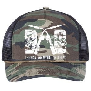 Welder Welding Dad Myth Legend Fathers Day Gift Retro Rope Trucker Hat Cap