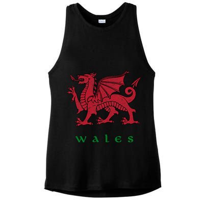 Wales Welsh Dragon Ladies PosiCharge Tri-Blend Wicking Tank