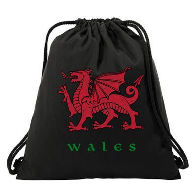 Wales Welsh Dragon Drawstring Bag