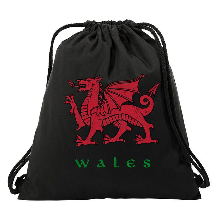 Wales Welsh Dragon Drawstring Bag