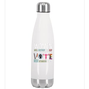 Women Will Destroy The Gop Vote Roevember 2024 Stainless Steel Insulated Water Bottle