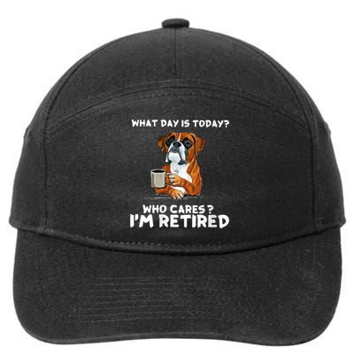 Womens What Day Is Today Who Care I'm Retired Funny Boxer Dog 7-Panel Snapback Hat
